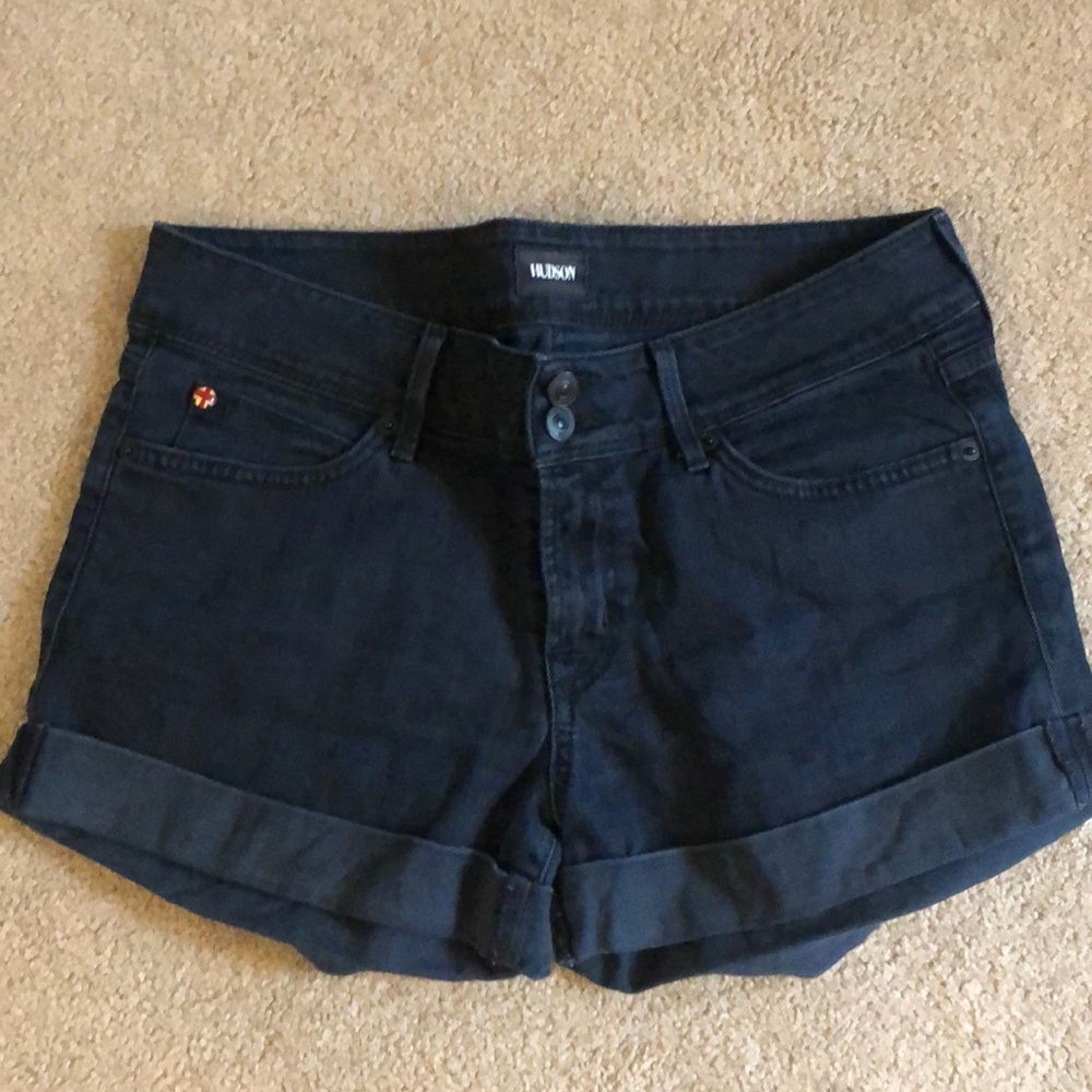 hudson black denim shorts !